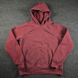Flint and Tinder 10-Year Pullover Hoodie Maroon Red Raglan Made in USA Men's S